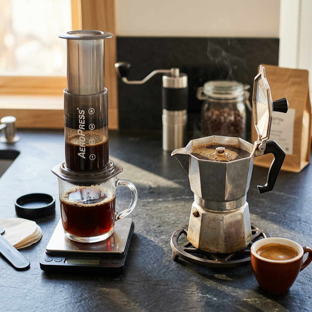 Quick Comparison: AeroPress, Moka Pot